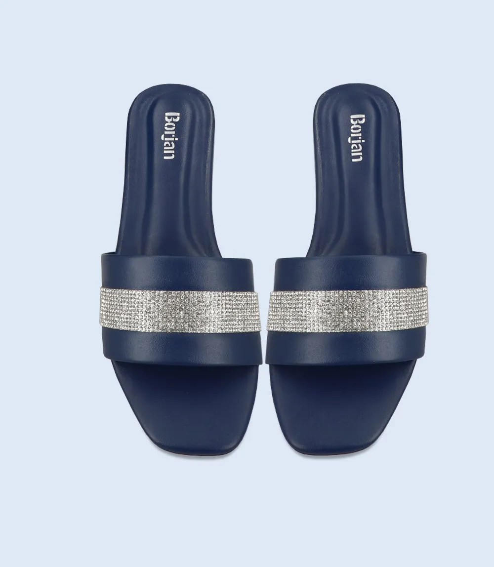 BW9339-NAVY-Women Casual Slippers