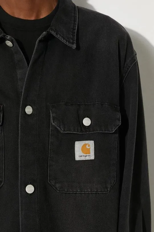 Carhartt WIP denim jacket Harvey Shirt Jac men's black color I033346.894L