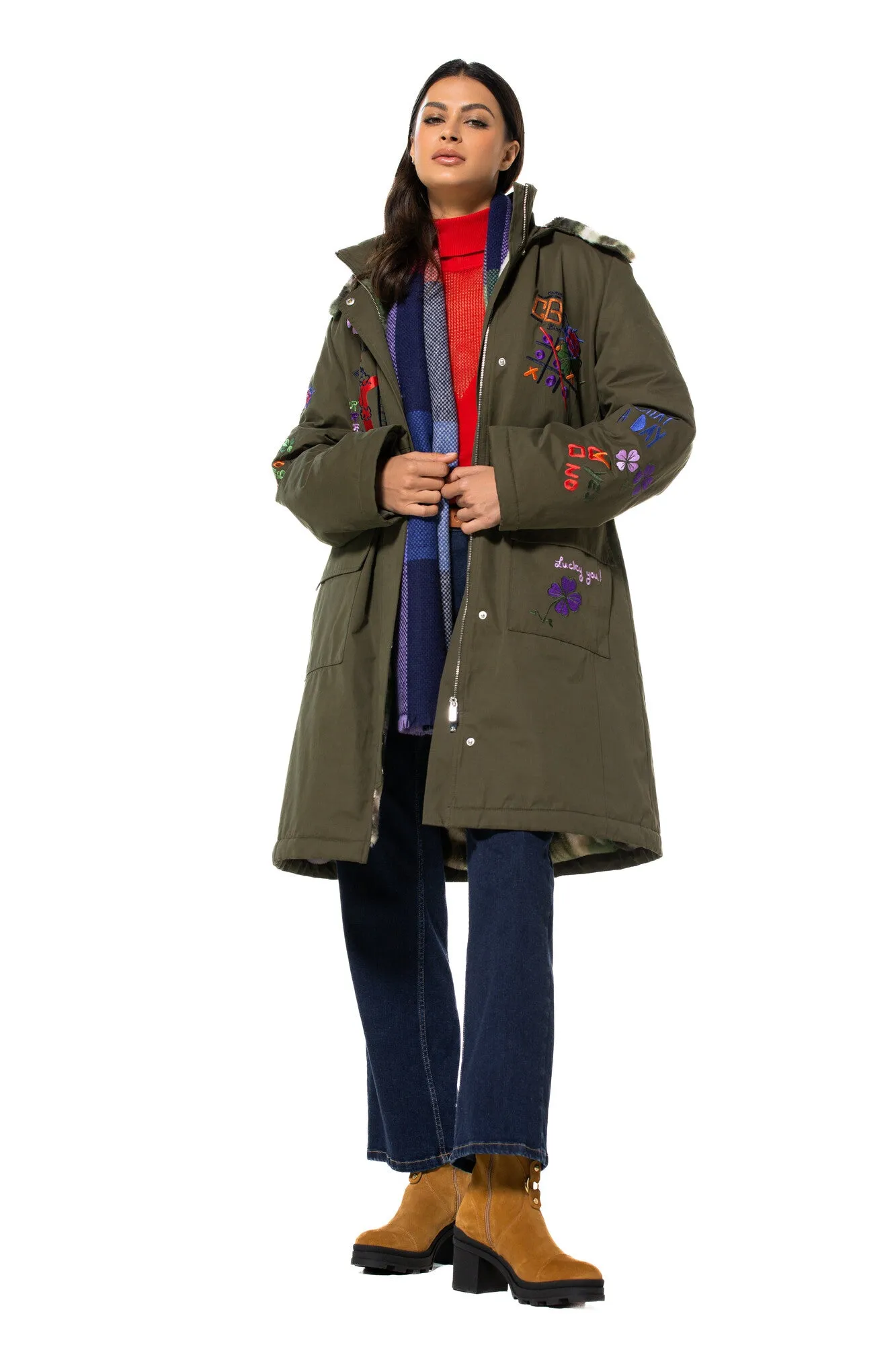 Caroline Biss CAMOUFLAGE LINING FANTASY PARKA