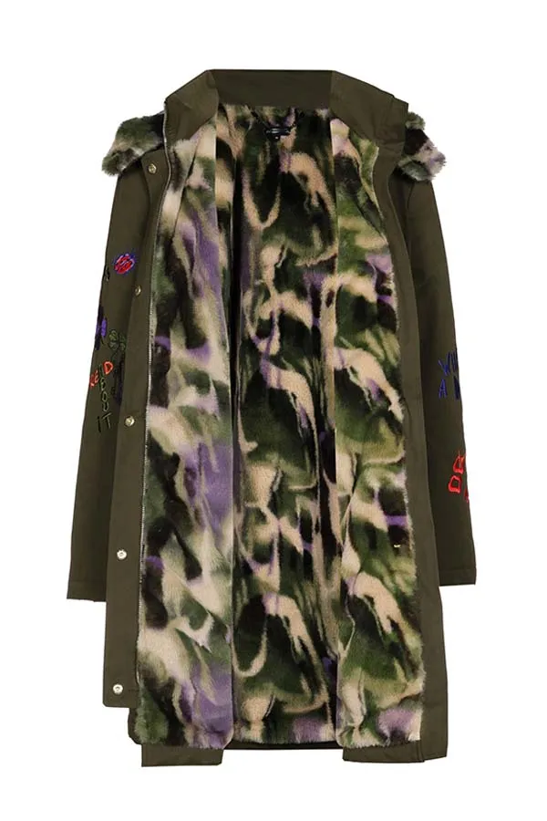 Caroline Biss CAMOUFLAGE LINING FANTASY PARKA