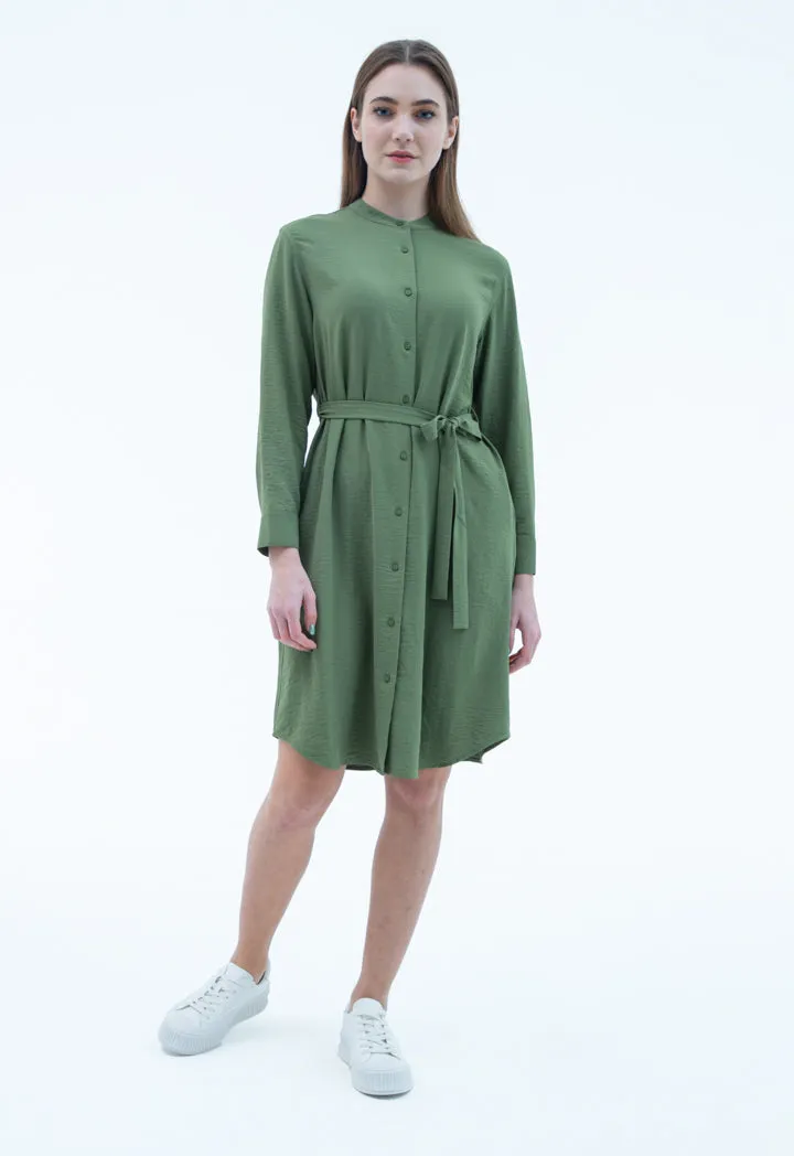 Casual Collared Shirt Dress