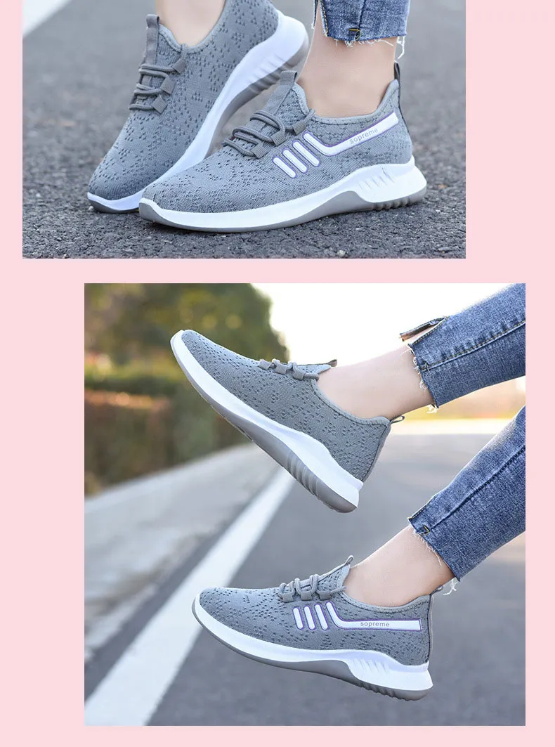 Casual Fashion Breathable Walking Mesh Flat Vulcanized Women's Sneakers