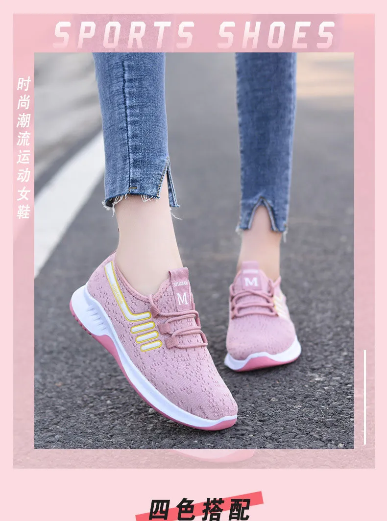 Casual Fashion Breathable Walking Mesh Flat Vulcanized Women's Sneakers