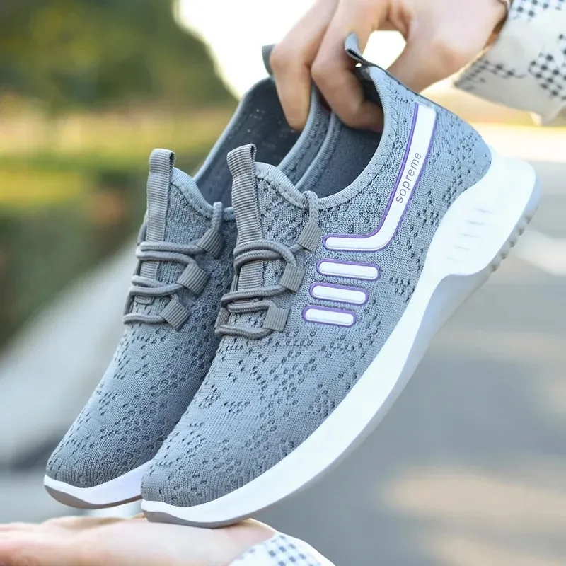 Casual Fashion Breathable Walking Mesh Flat Vulcanized Women's Sneakers