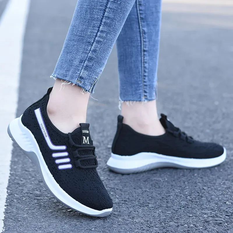 Casual Fashion Breathable Walking Mesh Flat Vulcanized Women's Sneakers