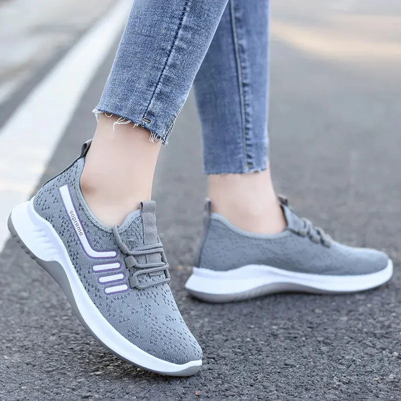 Casual Fashion Breathable Walking Mesh Flat Vulcanized Women's Sneakers