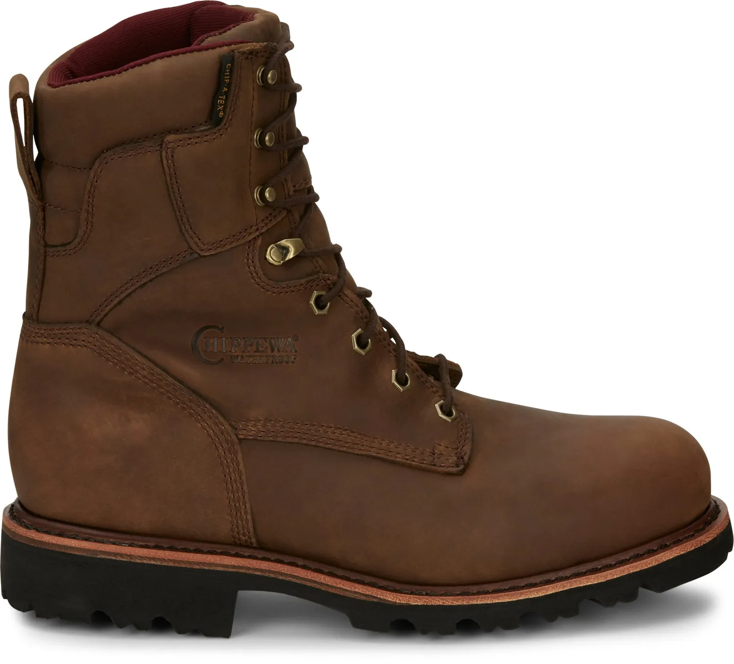 Chippewa Mens Super DNA 8in WP Steel Toe 400G Bay Apache Leather Work Boots