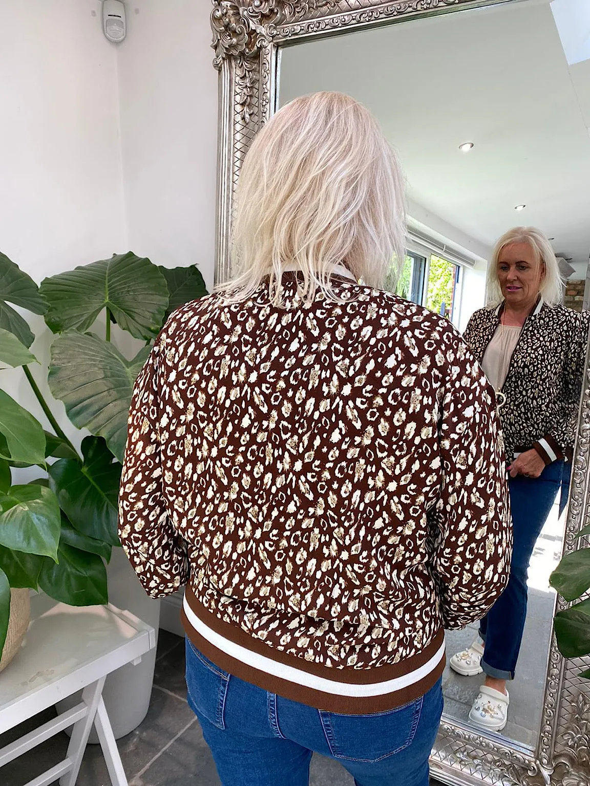 Chocolate Leopard Print Bomber Jacket Ellis