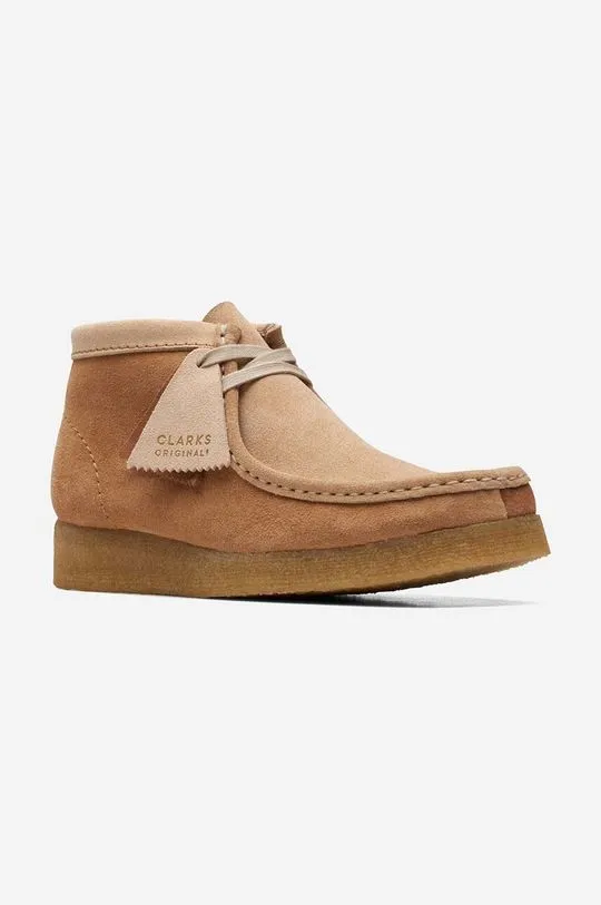 Clarks suede shoes Wallabee Boot women's brown color 26169841