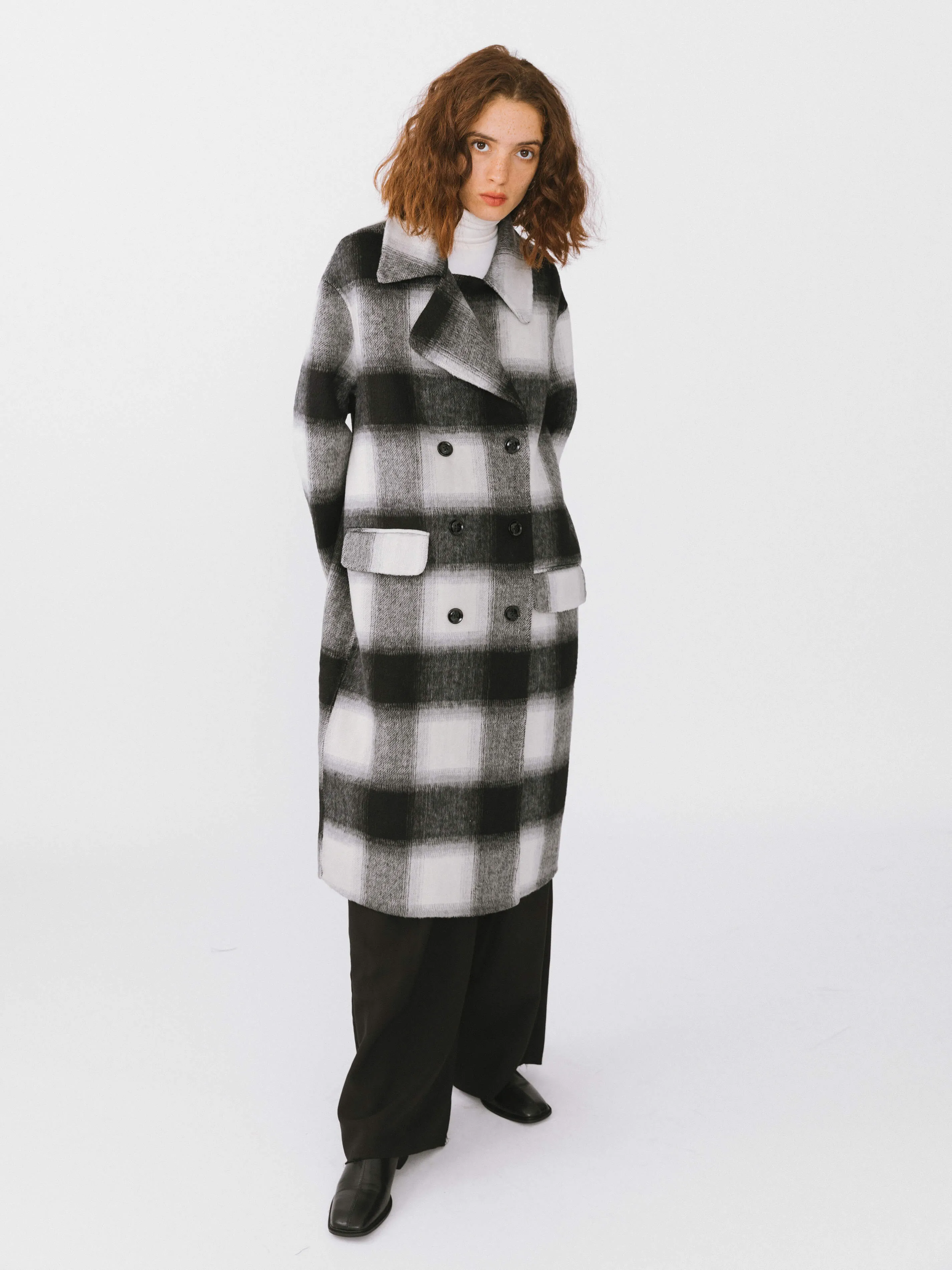 Classic Check Long Wool Coat