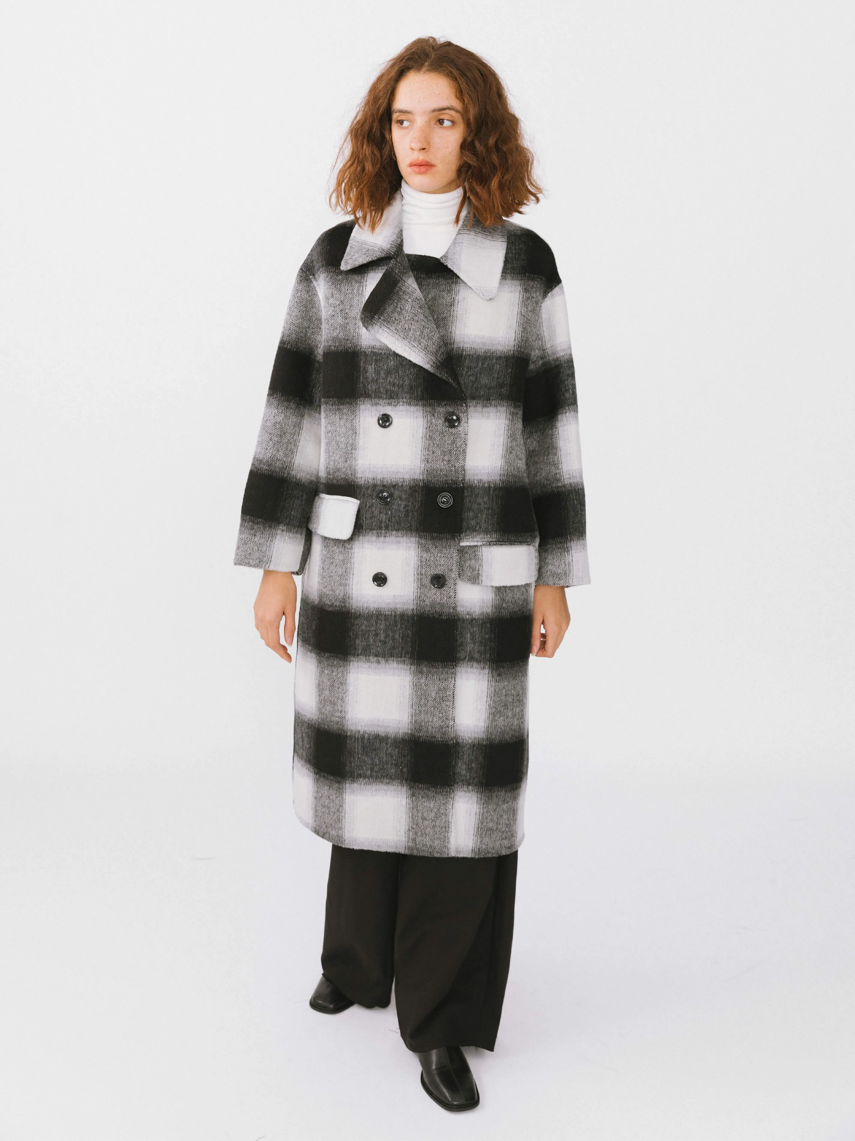 Classic Check Long Wool Coat