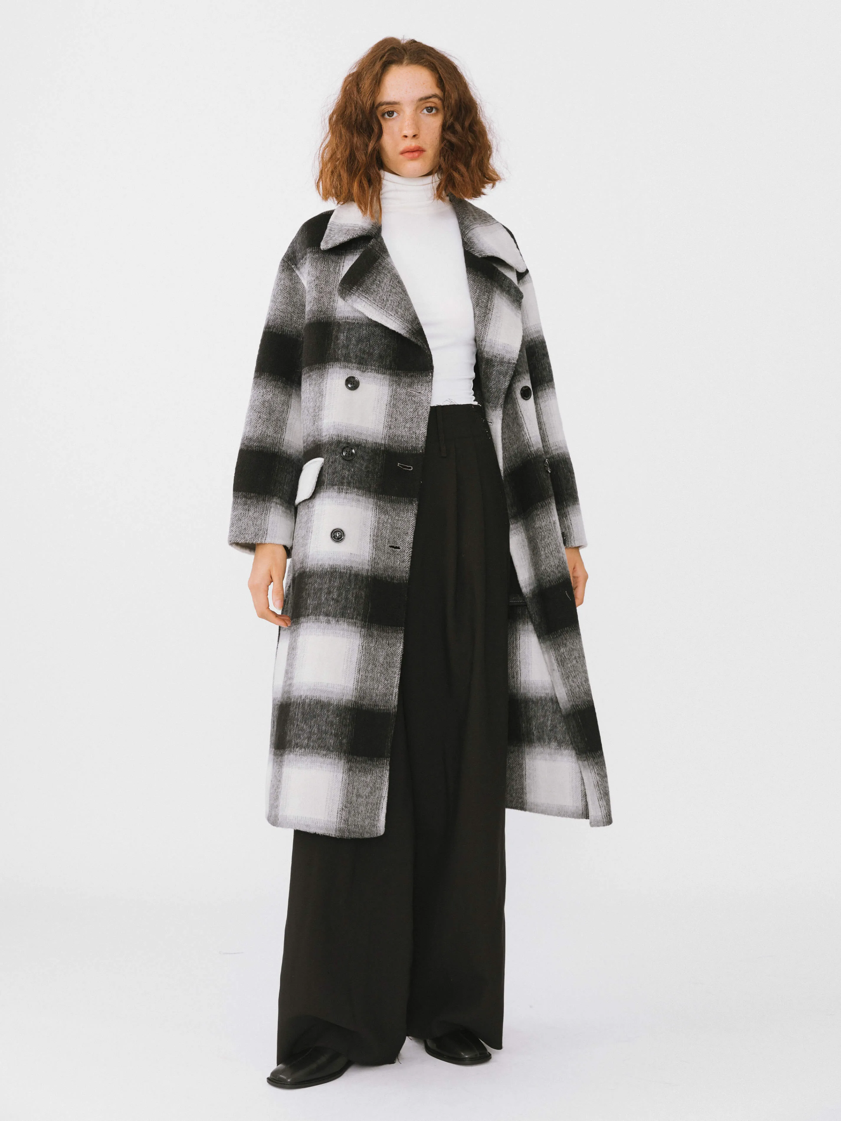 Classic Check Long Wool Coat