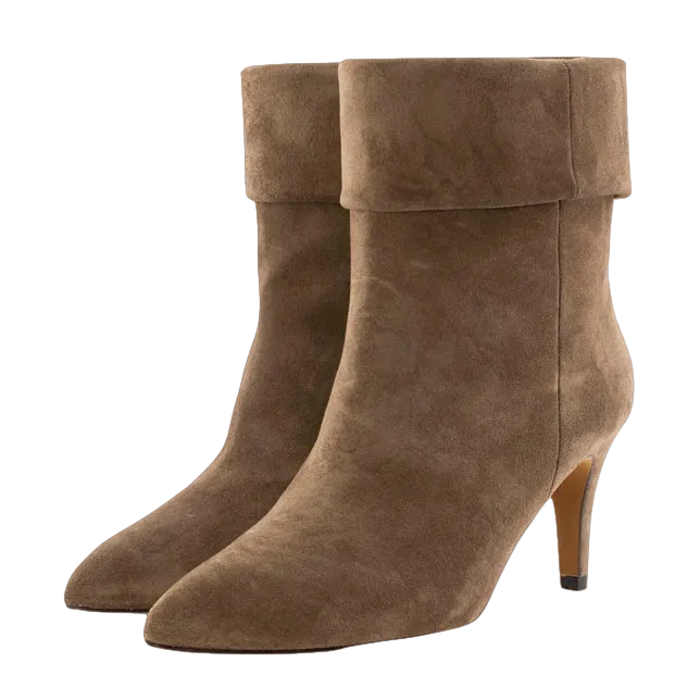 COGÑAC SUEDE ANKLE BOOTS