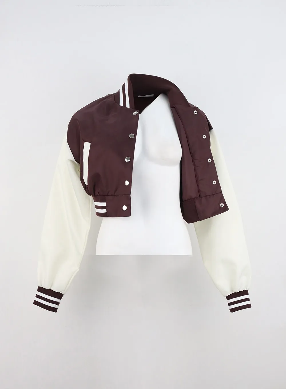 Color Block Crop Bomber Jacket IN322