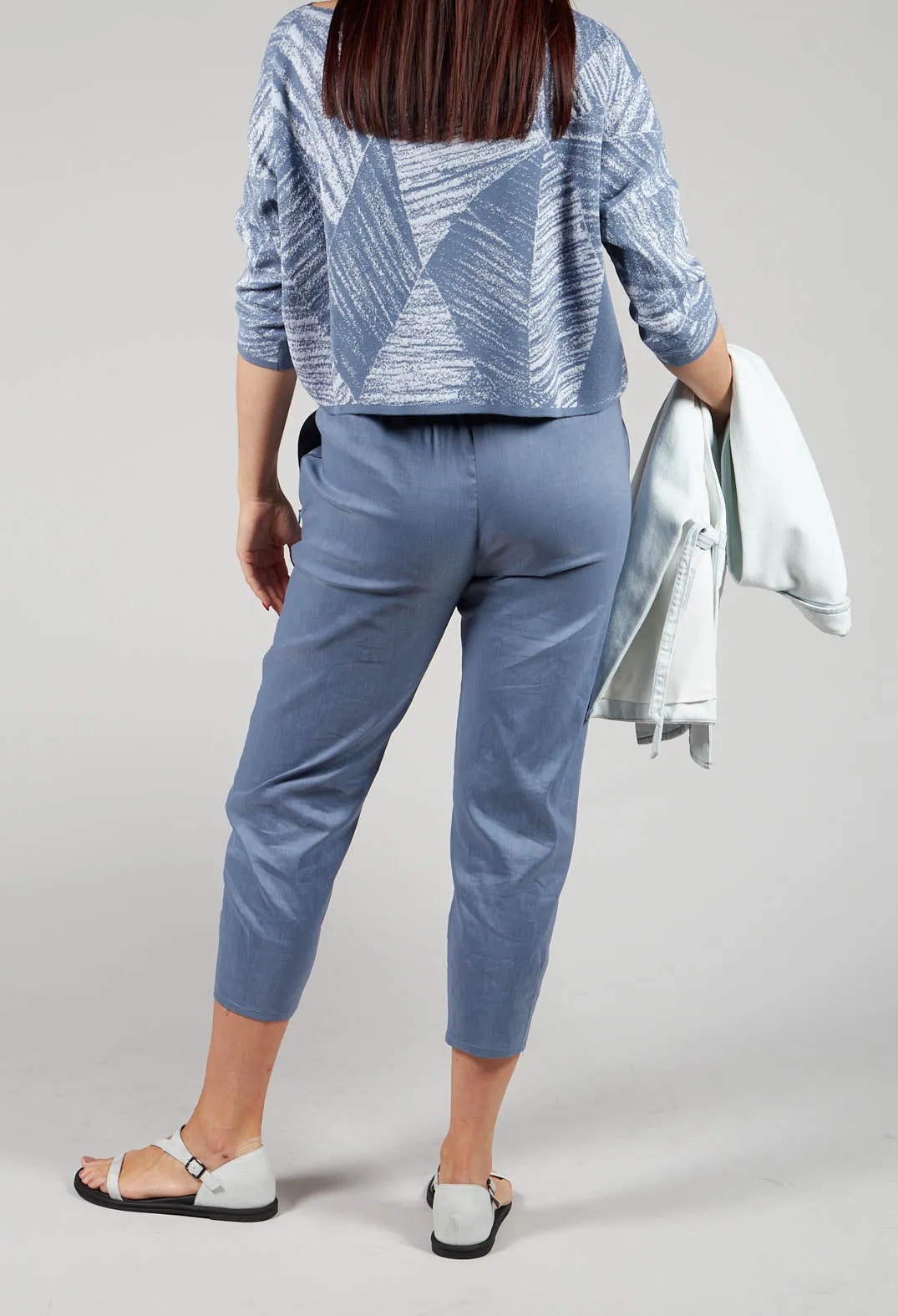 Cropped Slim Leg Pants in Steel Blue