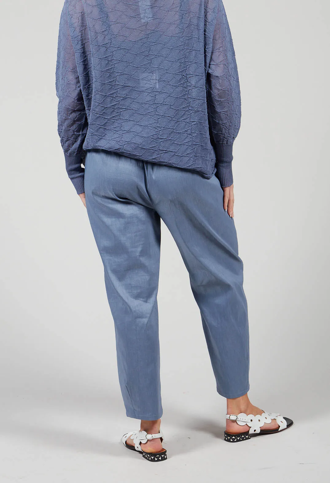 Cropped Slim Leg Pants in Steel Blue