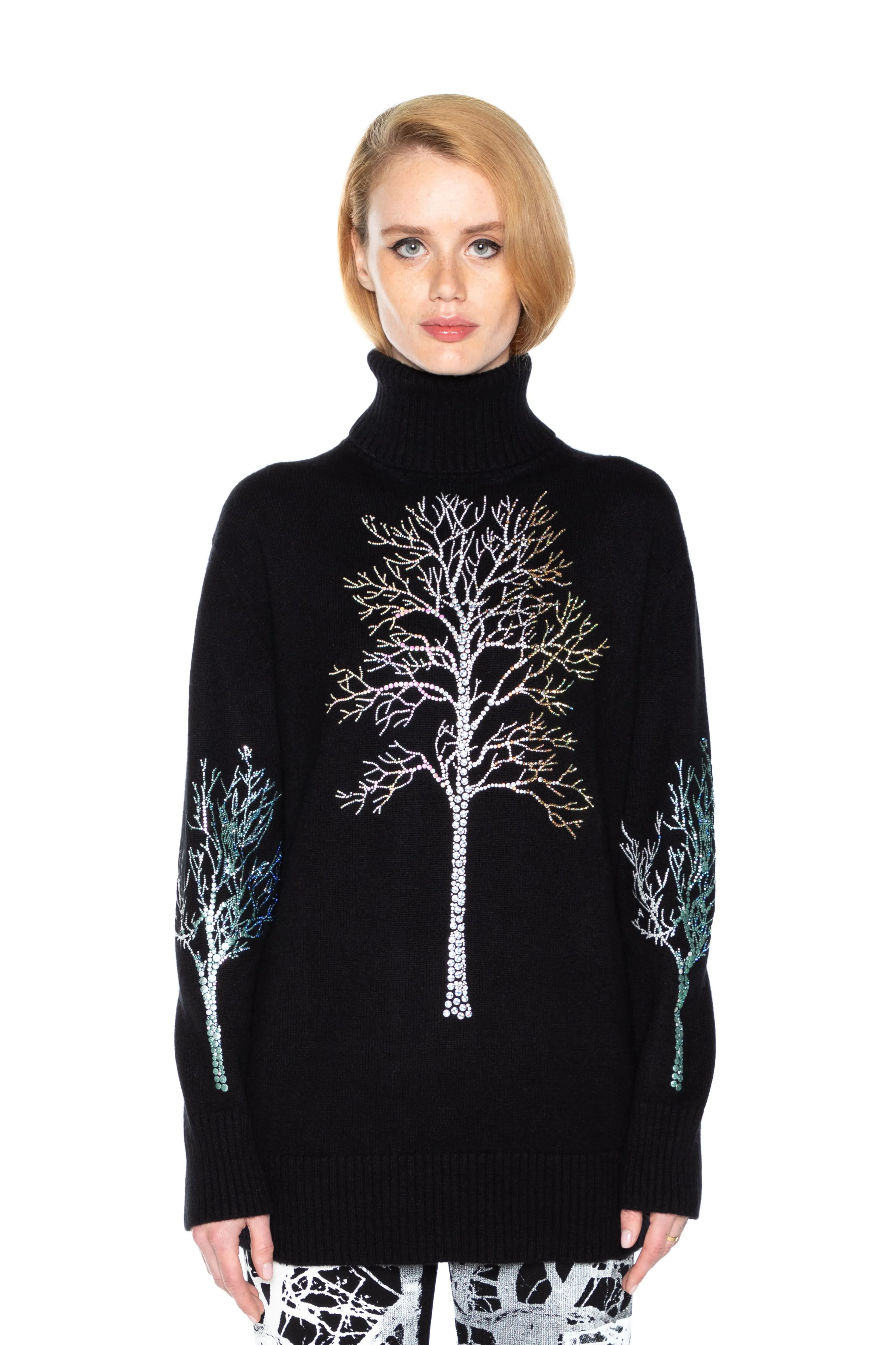 'CRYSTAL FOREST' CASHMERE TURTLENECK SWEATER