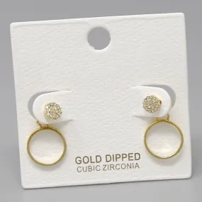 CZ Pave Circle Gold Dipped Ear Jackets