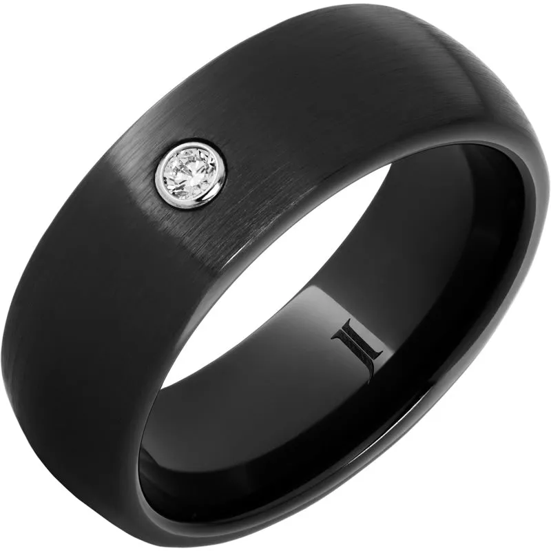 Diamond Dome - Black Diamond Ceramic Ring with Diamond