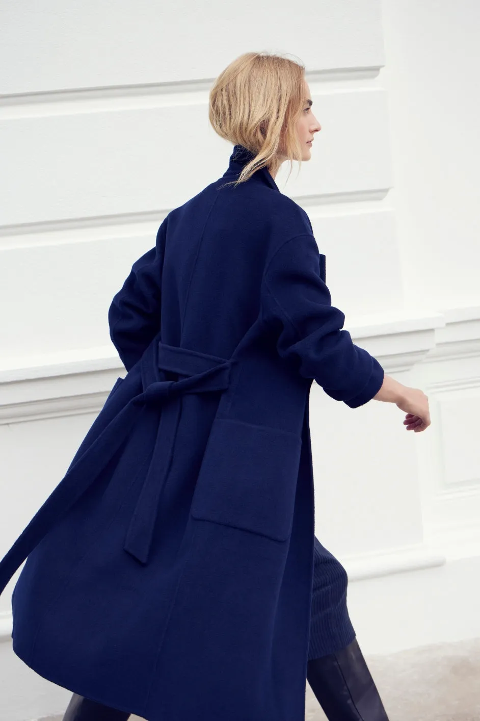 Diane Wool Double Faced Belted Coat - Midnight