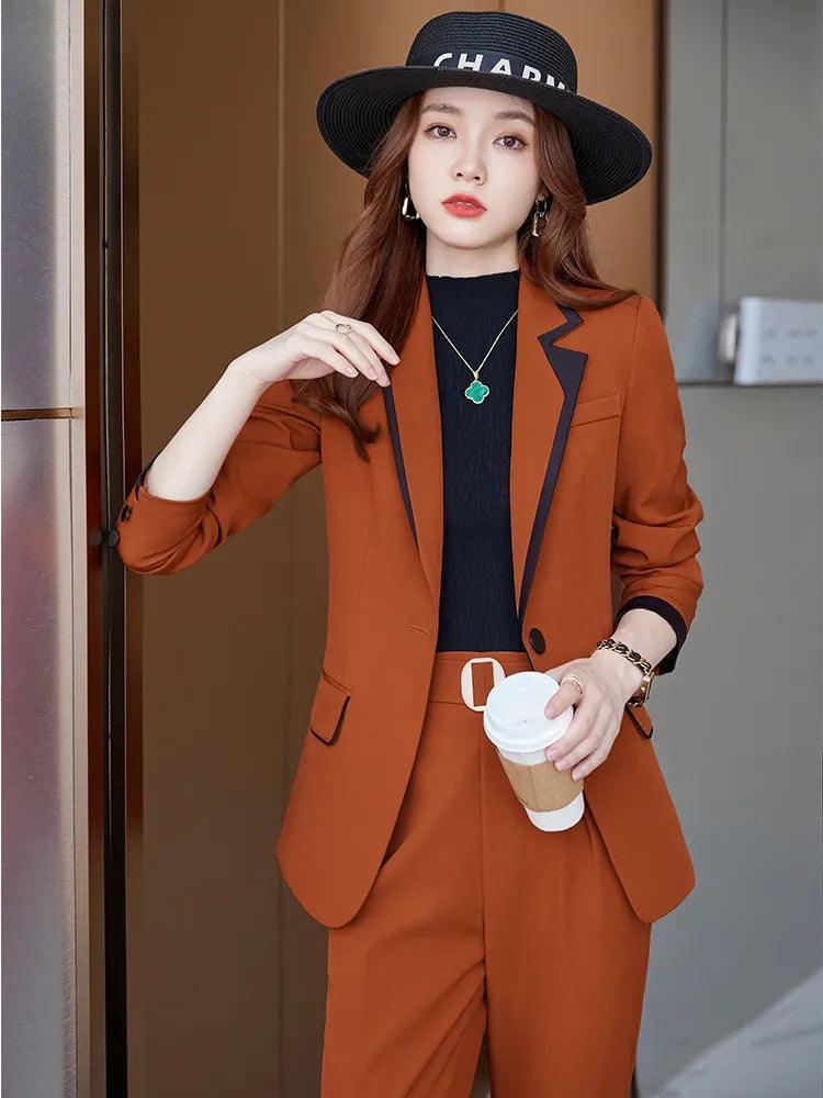 Double Pocket Formal Women Pant Suit