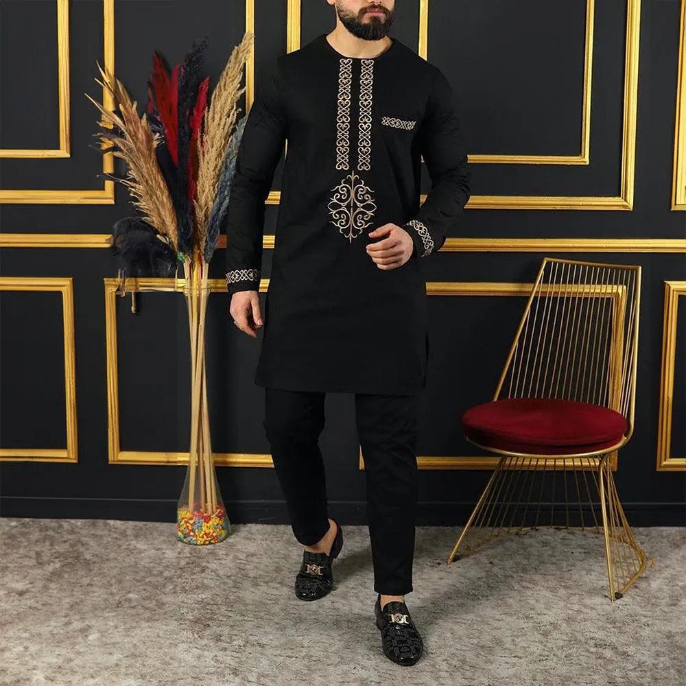 Elegant Black African Clothing Outfit Set