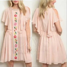 Embroidered Blush Dress