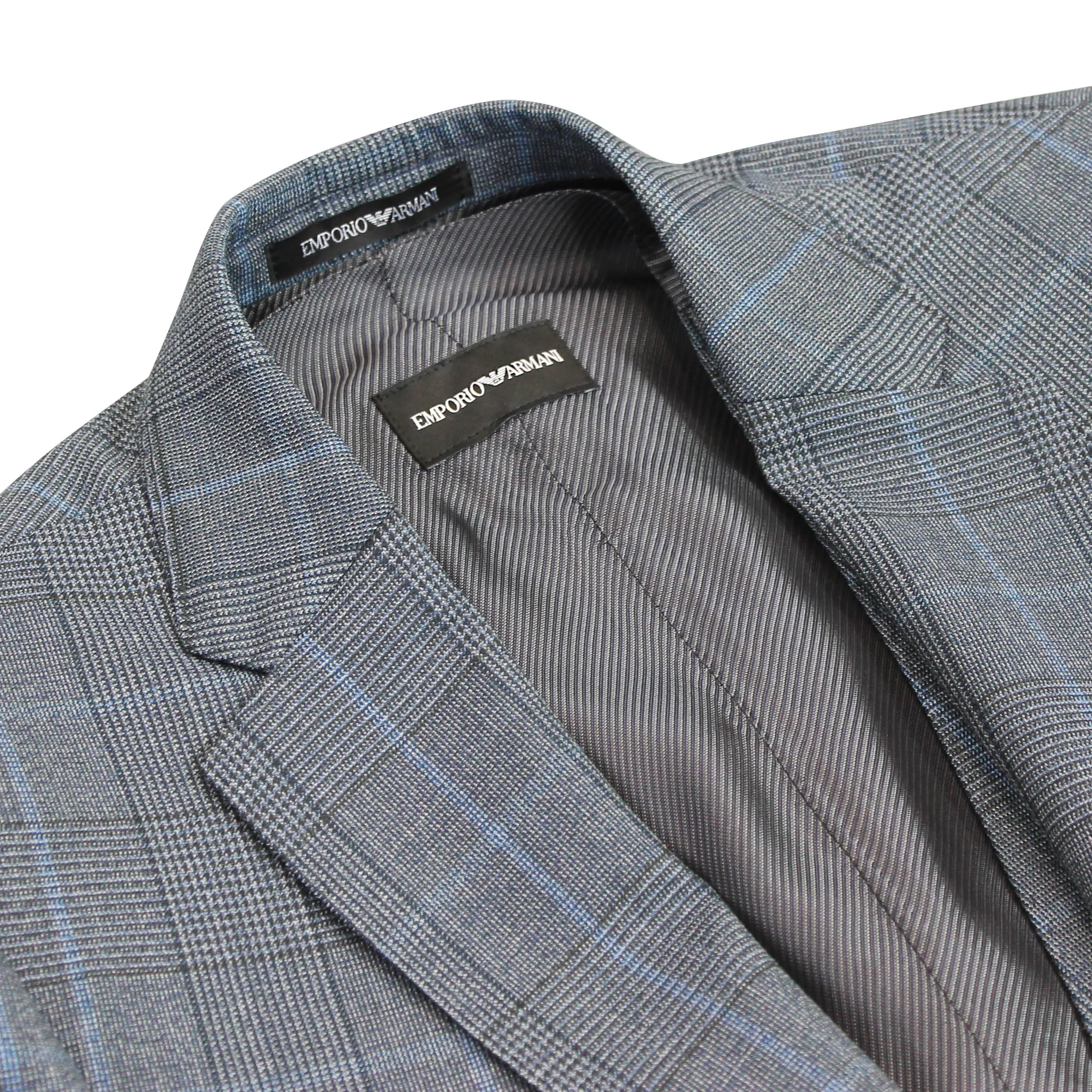 Emporio Armani - M-Line 3 Piece Woven Suit in Blue Check