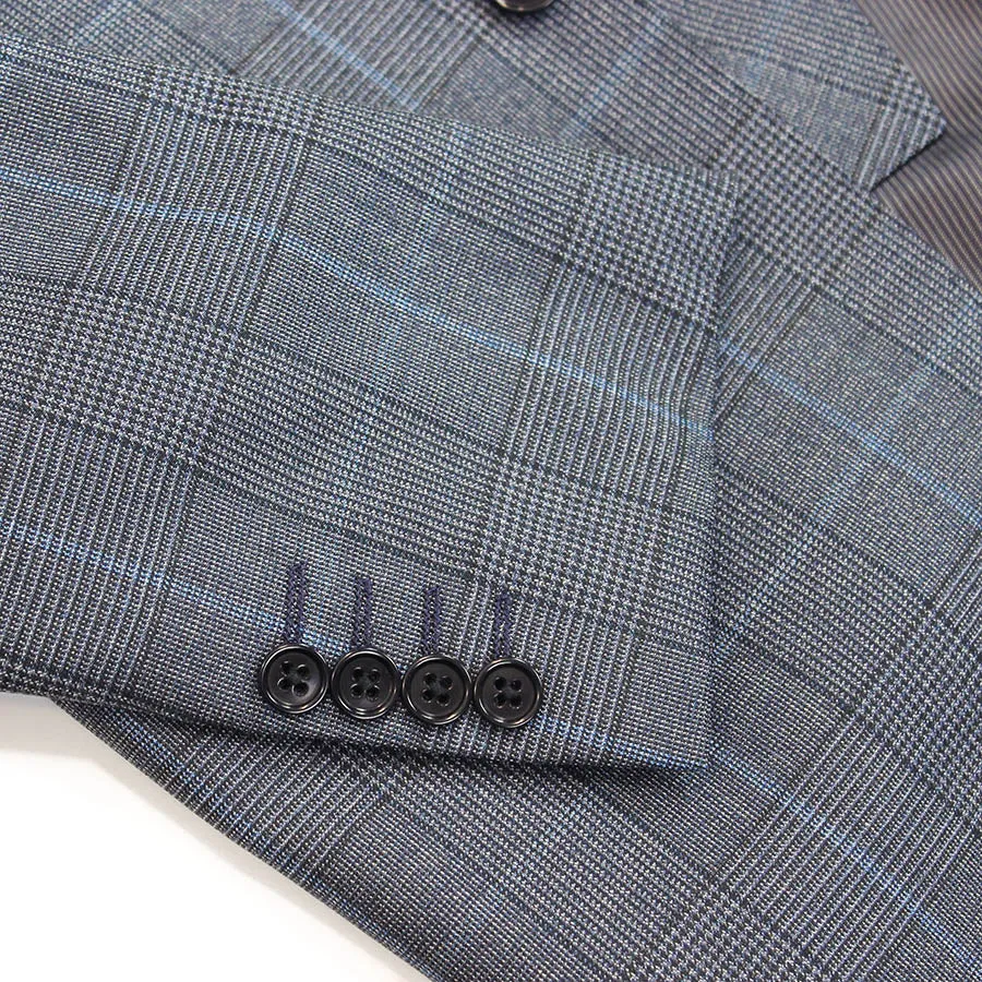 Emporio Armani - M-Line 3 Piece Woven Suit in Blue Check