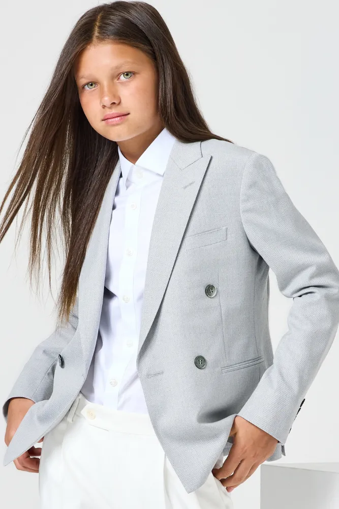 Frankie Double Breasted Blazer - Grey Stretch