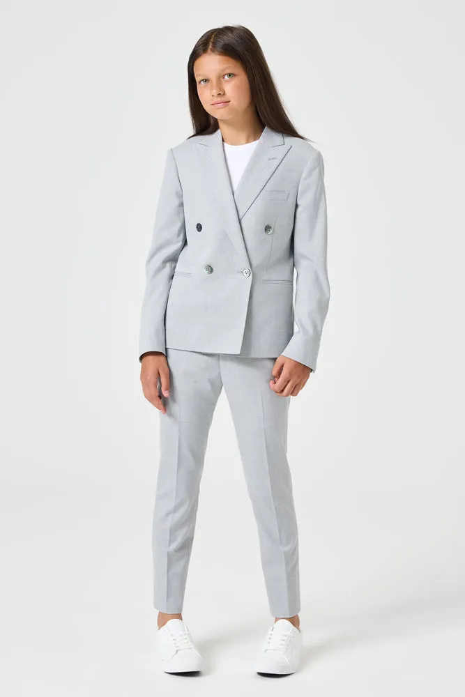 Frankie Double Breasted Blazer - Grey Stretch