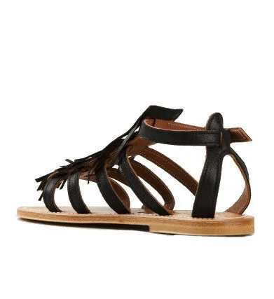 Fregate Fringe Sandals, Black