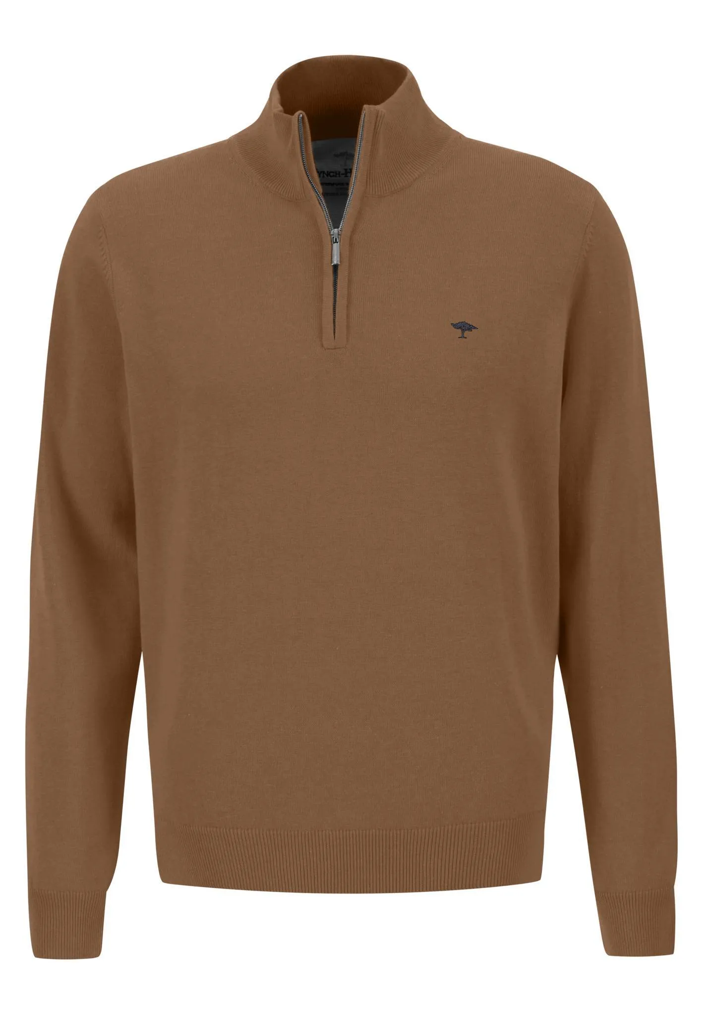 Fynch Hatton Troyer Quarter Zip Pullover Jumper - Brown