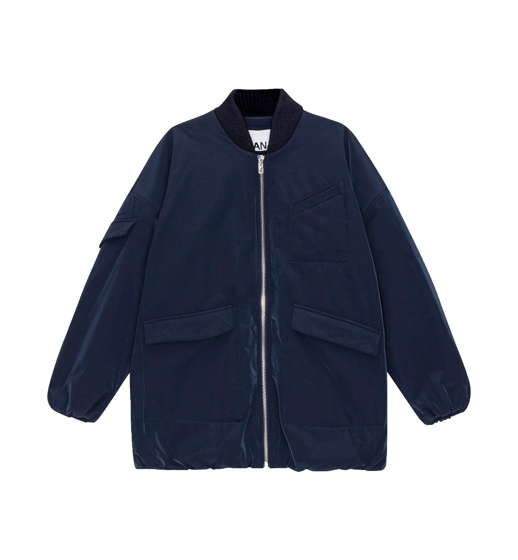 GANNI Dark Blue Oversized Bomber Jacket