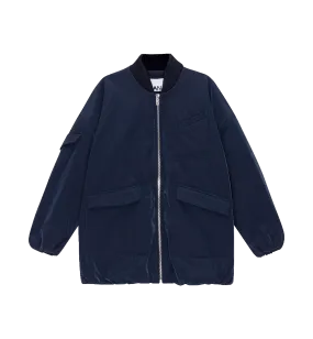 GANNI Dark Blue Oversized Bomber Jacket