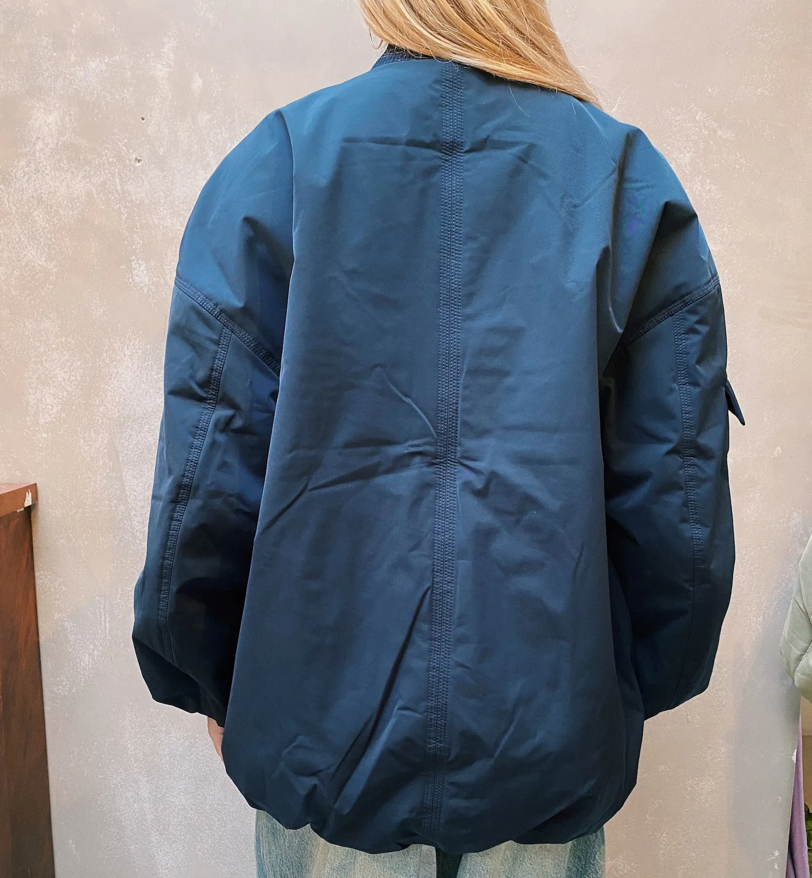 GANNI Dark Blue Oversized Bomber Jacket