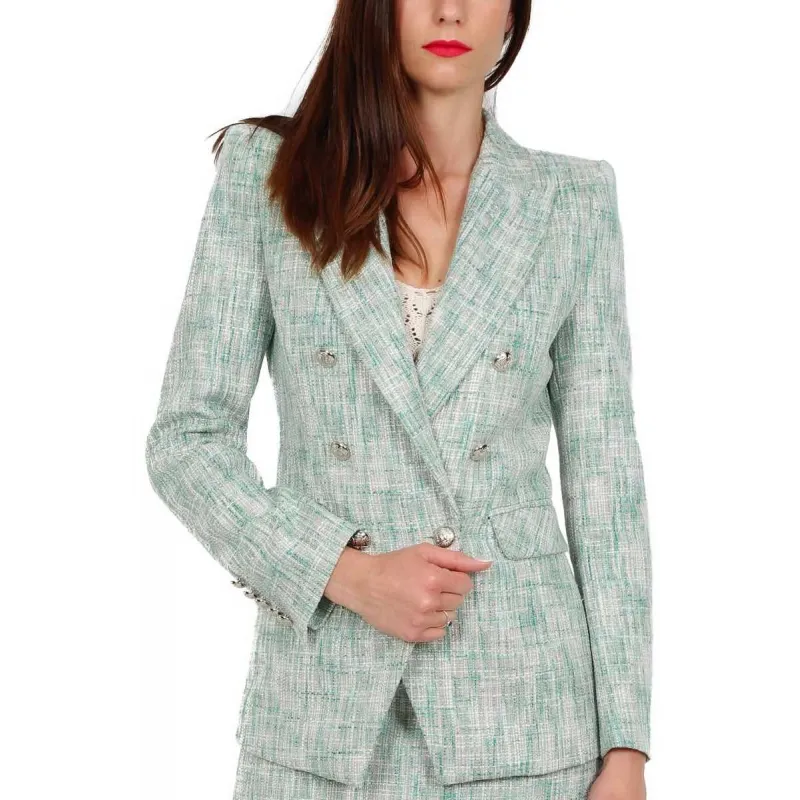 GIACCA BLAZER DOPPIOPETTO IN TWEED, VERDE