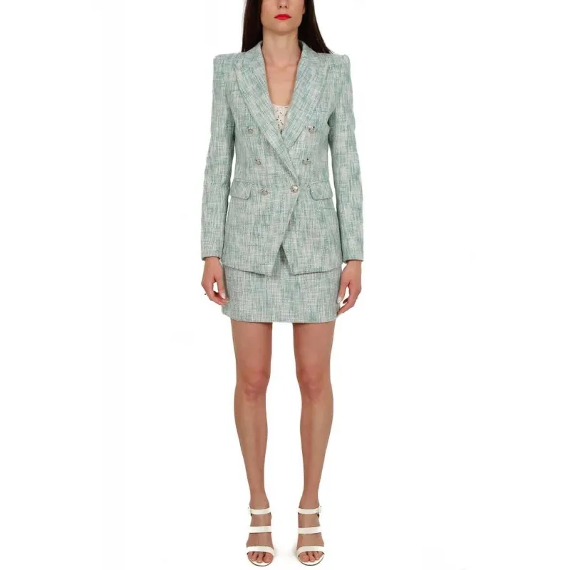 GIACCA BLAZER DOPPIOPETTO IN TWEED, VERDE