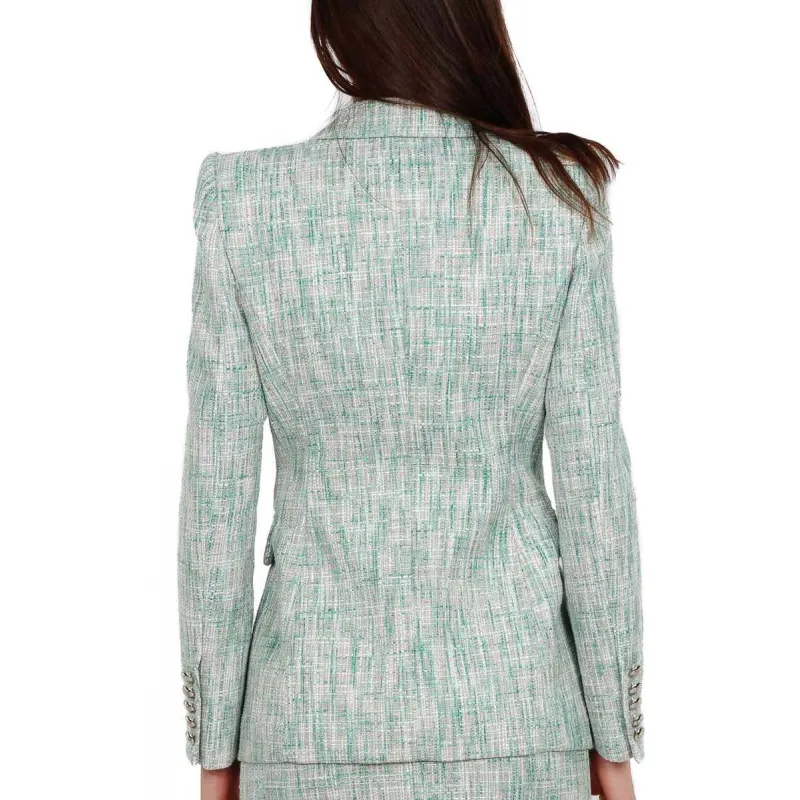 GIACCA BLAZER DOPPIOPETTO IN TWEED, VERDE