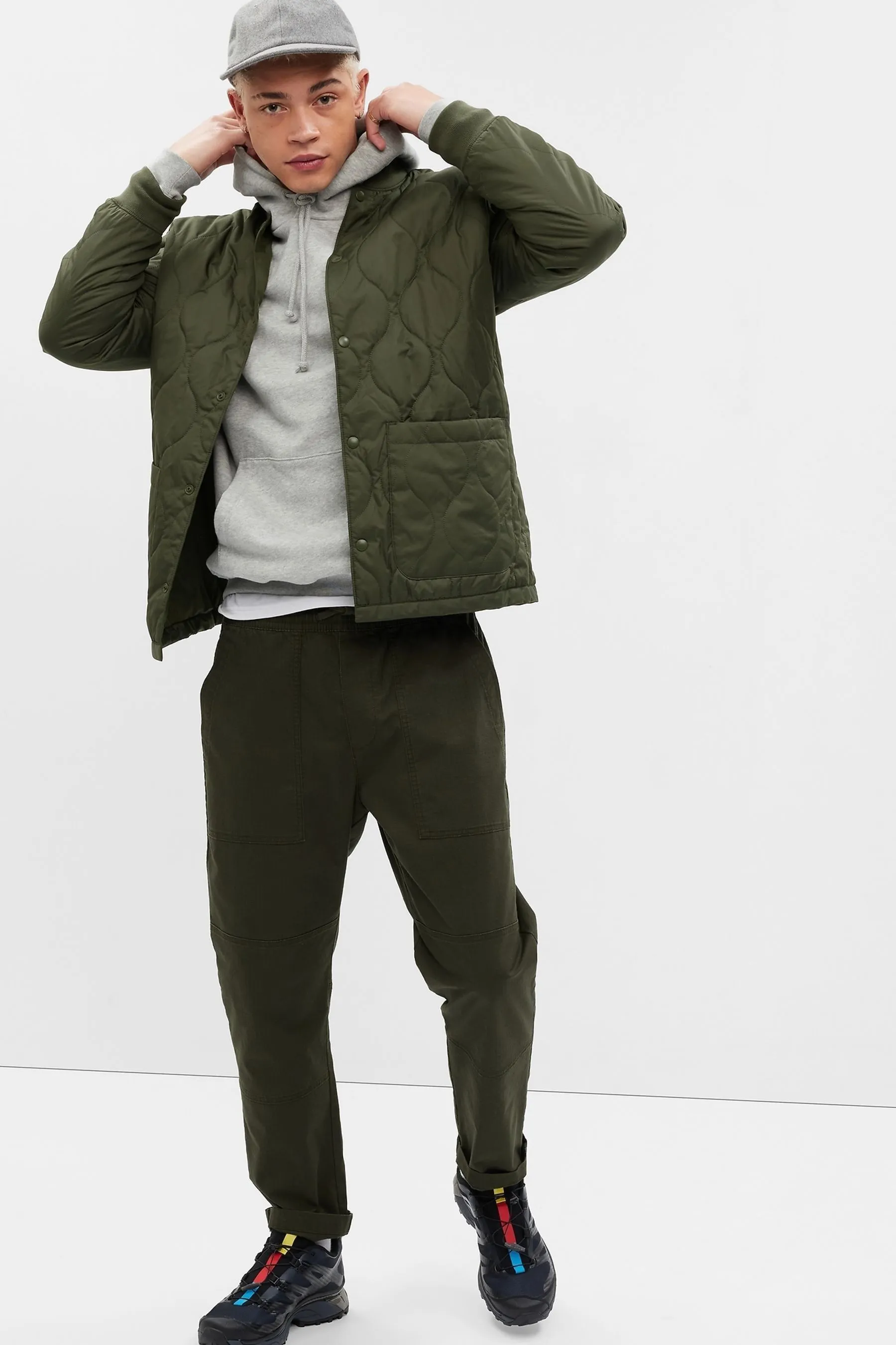 Green Quilted Bomber Jacket