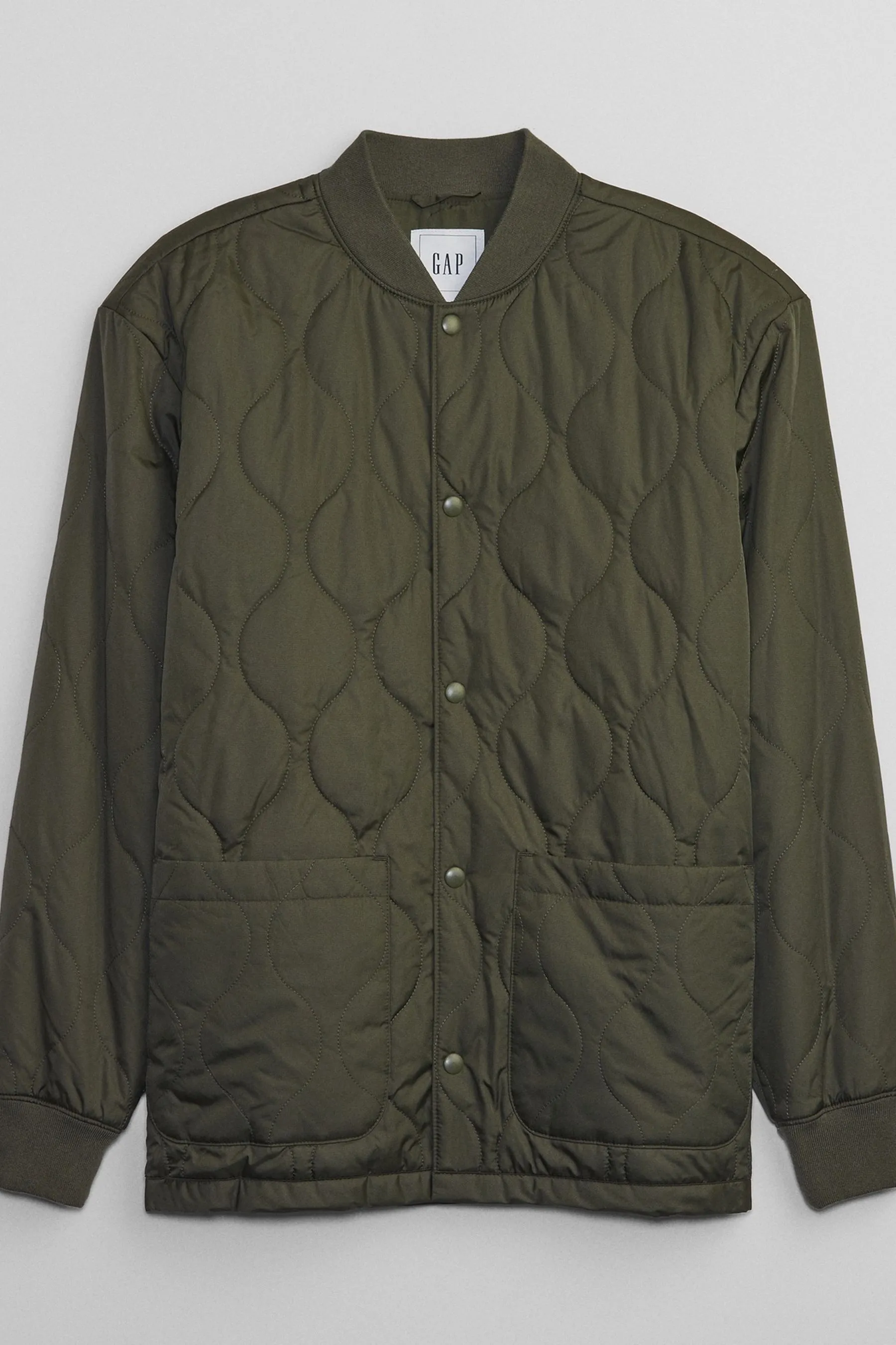 Green Quilted Bomber Jacket