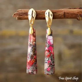 Handmade Long Imperial Jasper Earrings