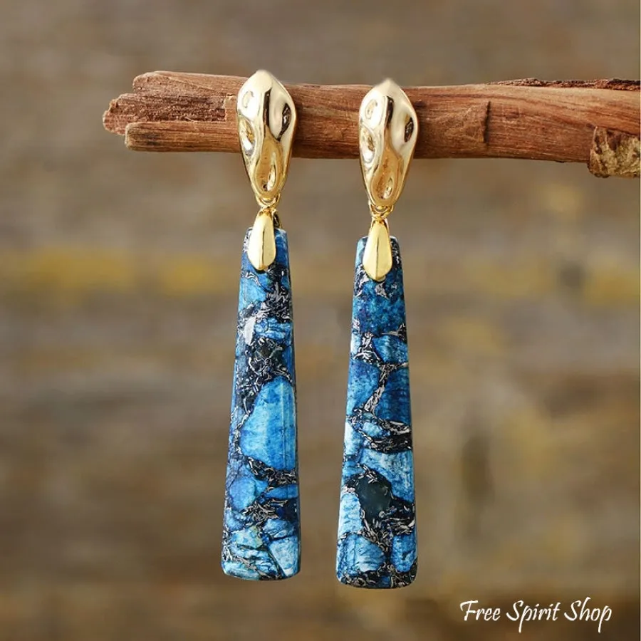 Handmade Long Imperial Jasper Earrings