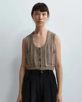 Heather Cotton Waistcoat - Taupe