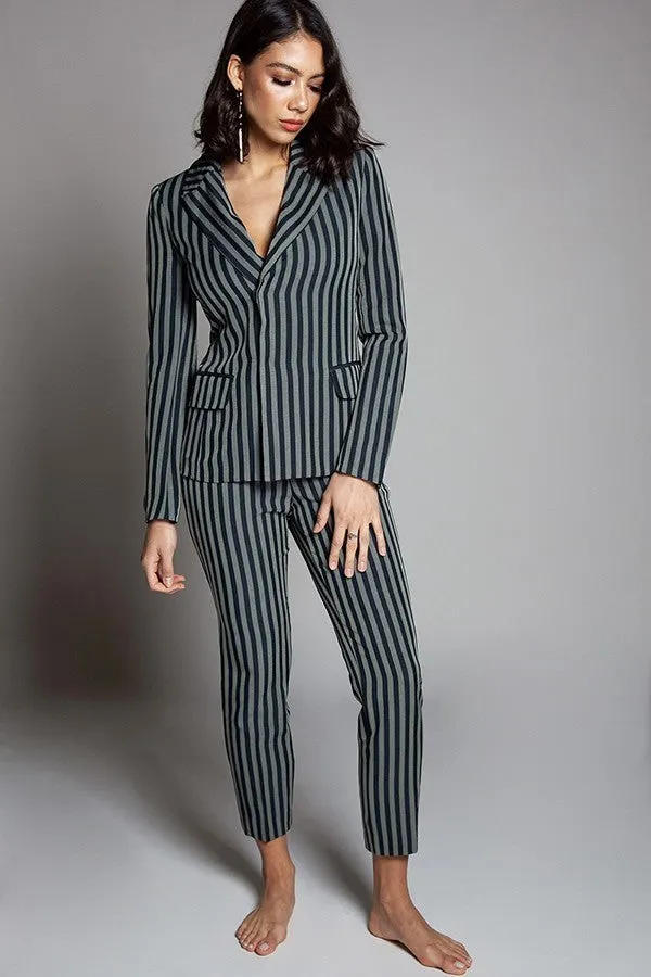 Hillarie Two Piece Striped Print Pant Suit Set