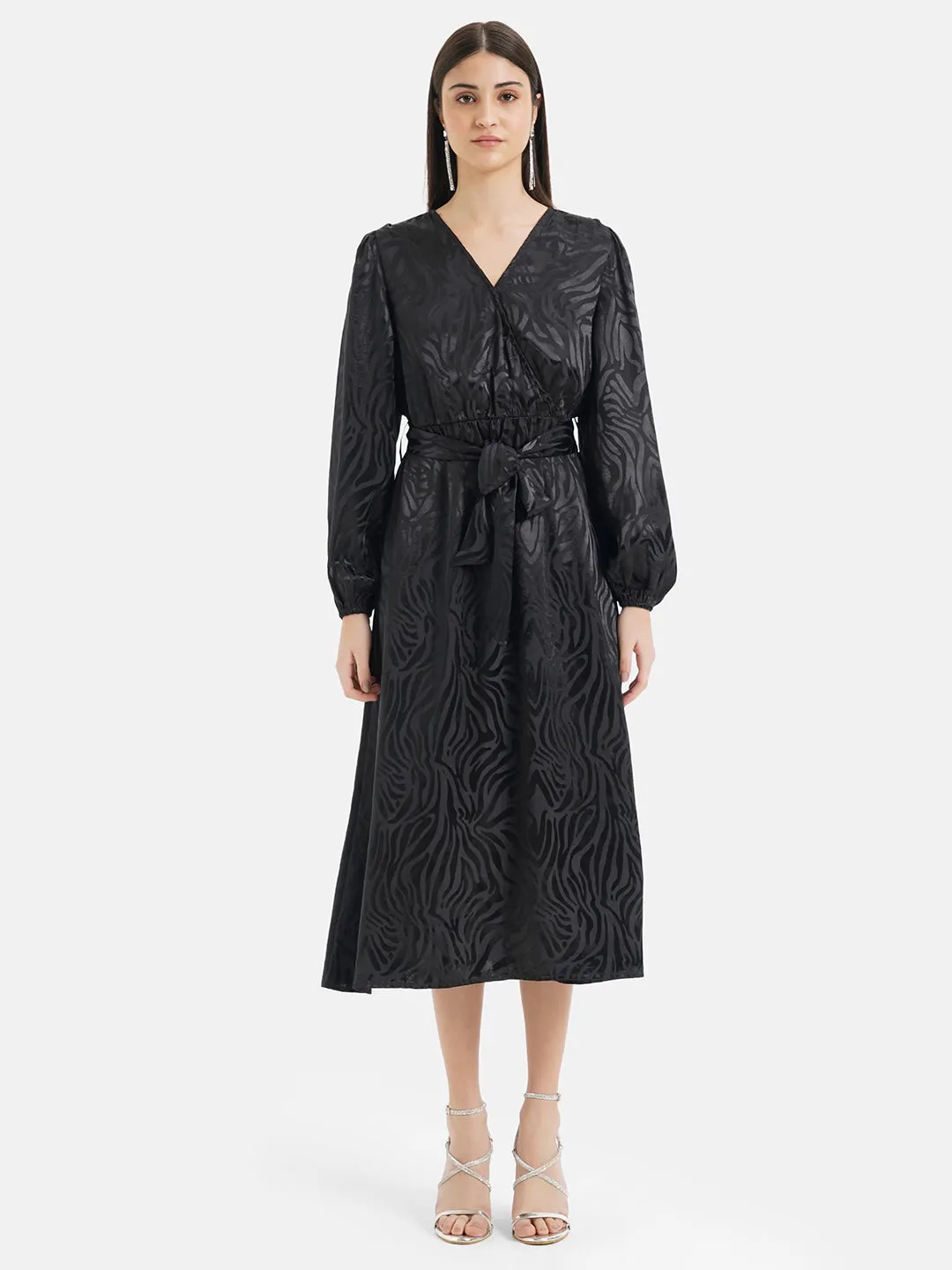 Jacquard Wrap Midi Dress