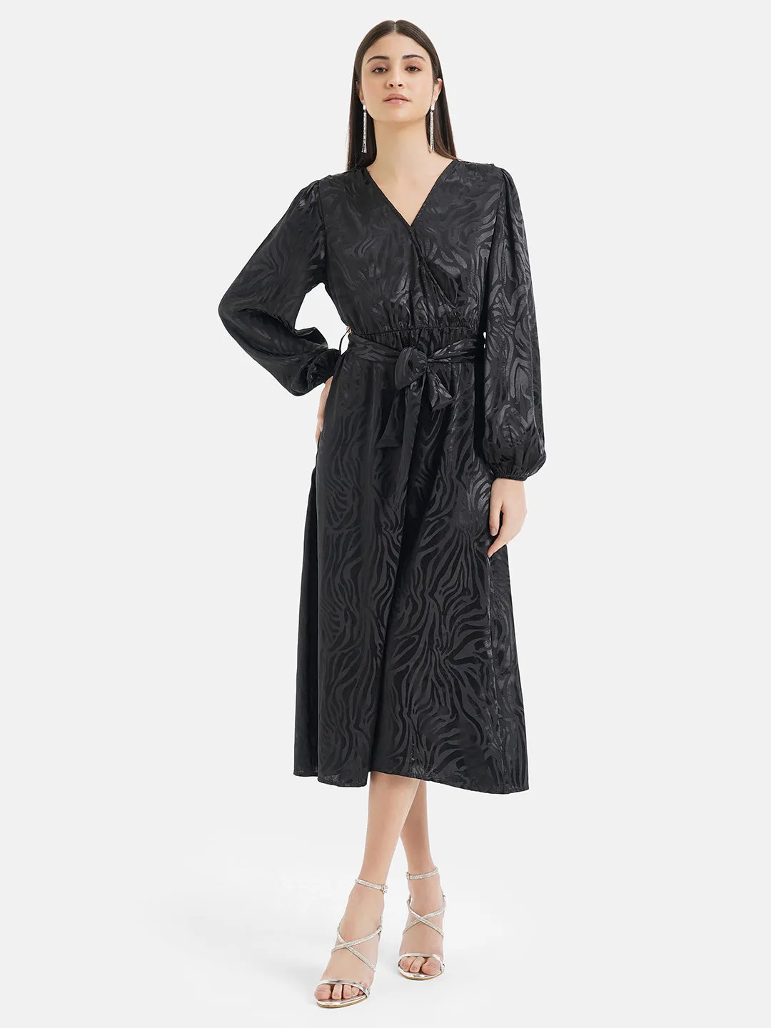 Jacquard Wrap Midi Dress