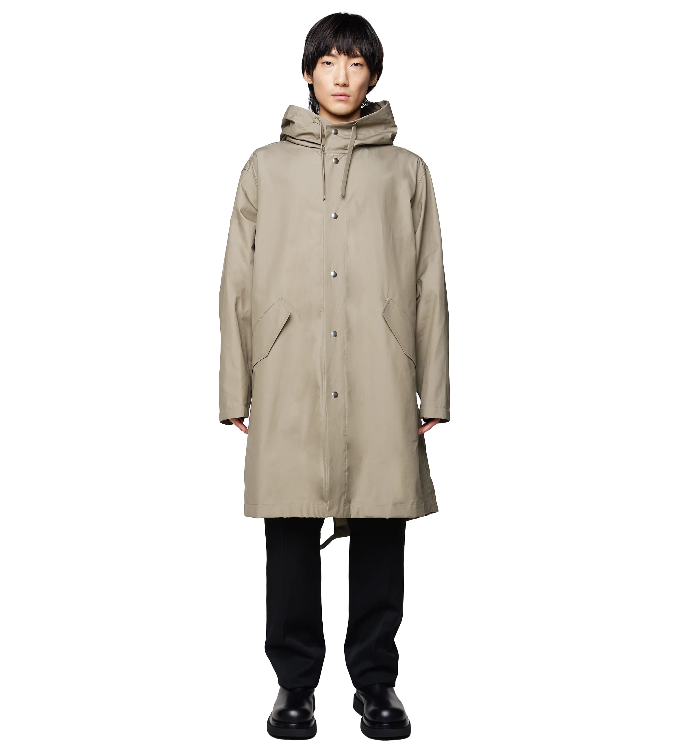 Jil Sander    Logo Printed Drawstring Parka Coat Beige