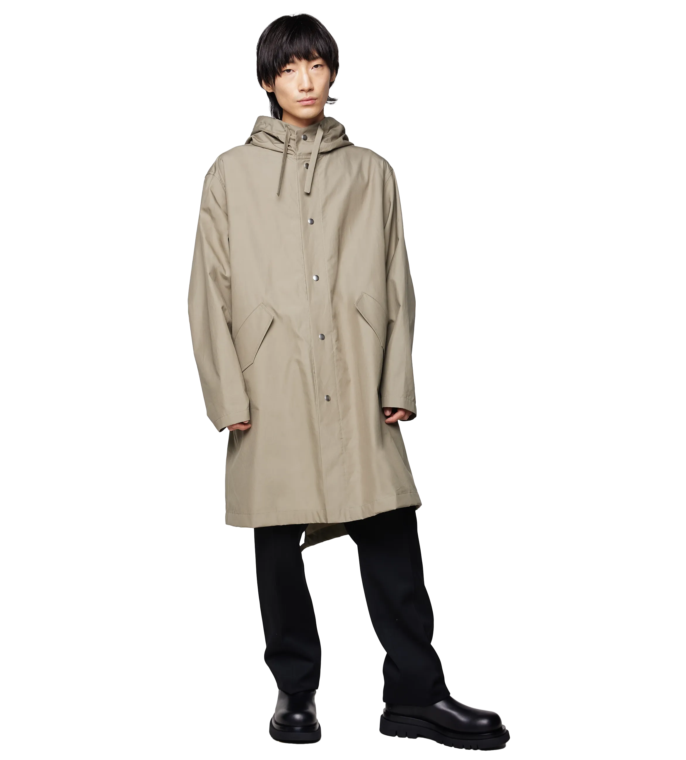 Jil Sander    Logo Printed Drawstring Parka Coat Beige