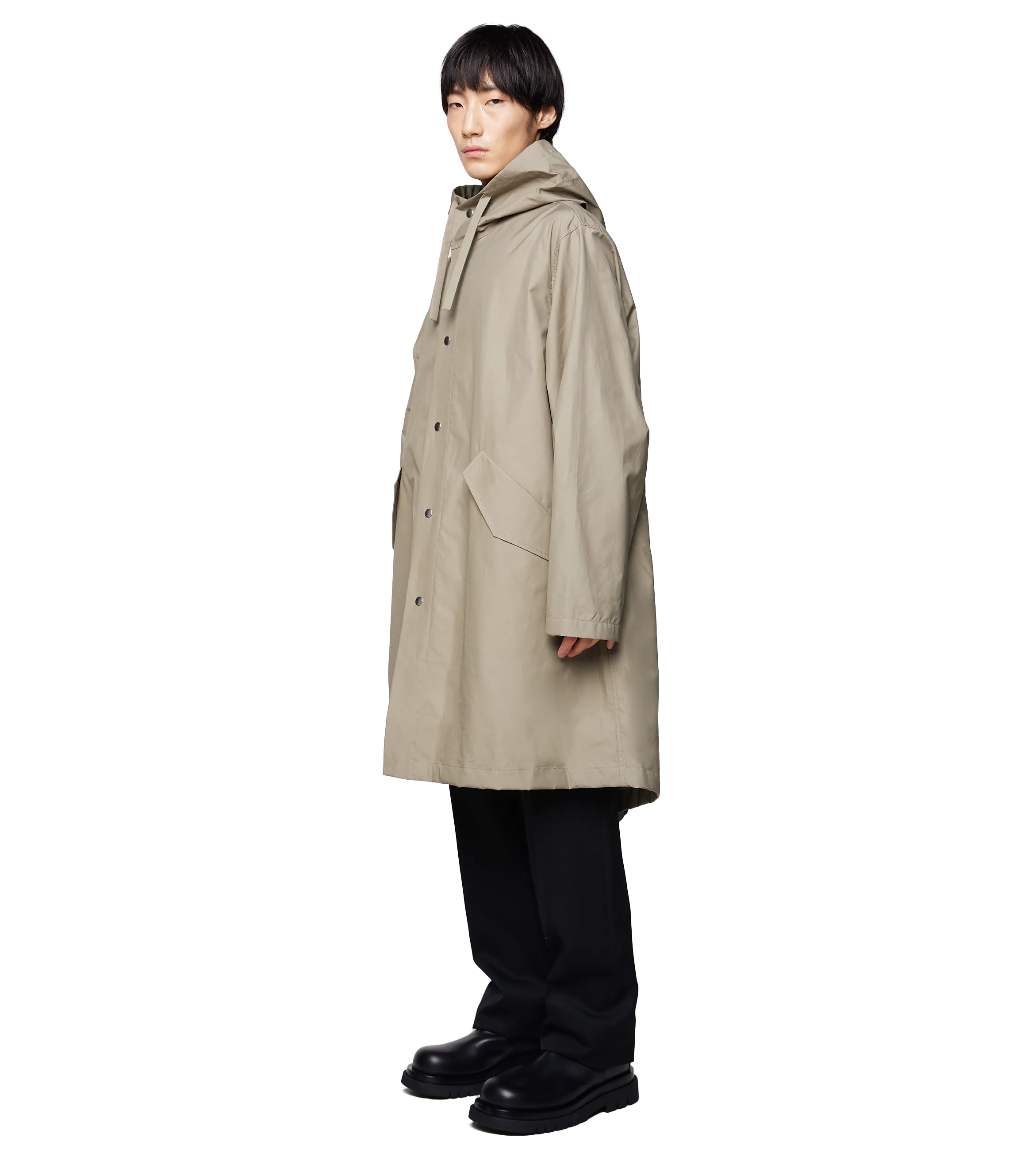 Jil Sander    Logo Printed Drawstring Parka Coat Beige